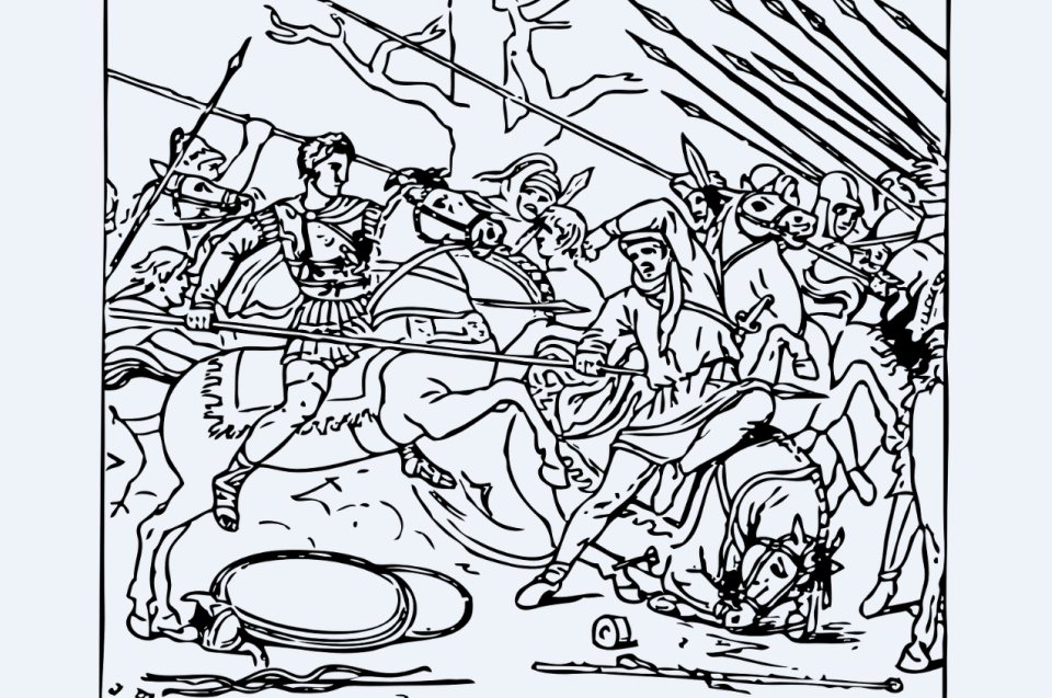 Grafik Alexander in einer Schlacht