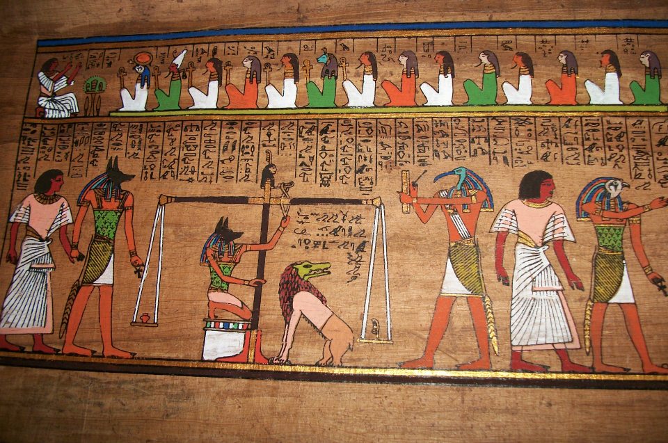 Papyrus mit Darstellung Suendewaage und Totengericht