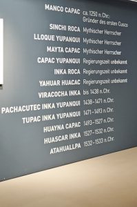 Hierachie - Chronologie Herrscher Inka Ausstellung © Juliane Böttcher