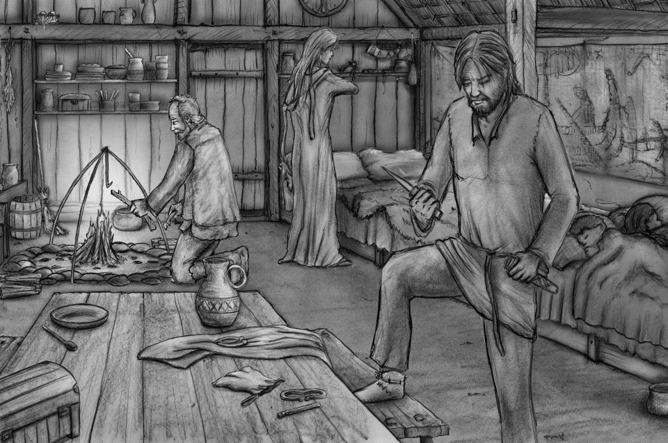 subbird Illustration, A. Schmied Scene einer Wikinger Geschichte